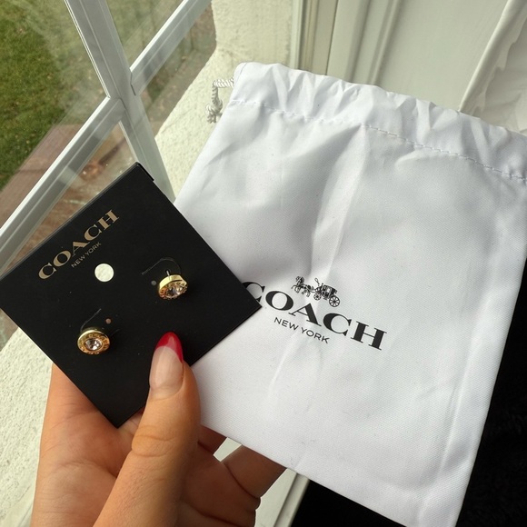 Coach Gold Open Circle Stud Earrings - Picture 3 of 4